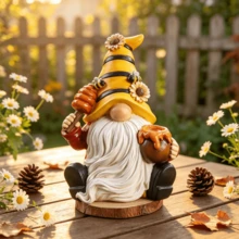 1pc European Garden Bee Festival Theme Resin Ornament Cartoon Bee Dwarf Decor Craft Gift Outdoor - A - View 2