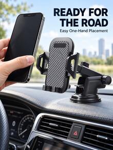 2-In-1 Heavy Duty Car Phone Holder, Adjustable Universal Car Phone Mount, 360° Rotating Long Arm Phone Clip, Non-Slip Anti-Scratch Dashboard Phone Holder With Rotating Dashboard Base And Gooseneck Arm, Adjustable Bendable Neck, Strong Suction Cup Base And Shock-Absorbing Stabilizer, Suitable For Smartphones, Dashboard/Mount Compatible With Most Car Models - Multicolor - View 2