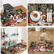 1pc Dish Drying Mat, Coffee Machine Mat, Christmas Pattern Dish Drying Mat, Christmas Atmosphere Tabletop Protector Mat, Christmas Theme Holiday Decoration Mat, Multi-Purpose Drying Mat, Home Gift, Tabletop Decor - XYLSD-1132 - View 11
