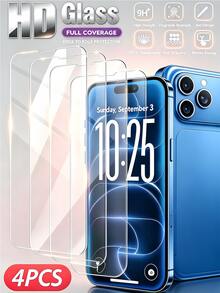 4pcs High Definition Tempered Glass Screen Protector, Anti-Impact, Anti-Fingerprint, Waterproof, Smooth Touch, Long-Lasting Screen Protection. Suitable For Daily Commute, Outdoor Travel, Entertainment And Office Work, Compatible With IPhone Duo/18 Pro Max/18 Pro/18/17e/17 Pro Max/17 Pro/17 Air/17/16 Pro Max/16 Pro/16 Plus/16/15 Pro Max/15/14/13/12 And Other Models. - Clear - View 12