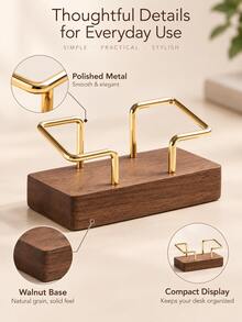 1pc Solid Wood & Metal Business Card Holder, Desktop Card Storage Box, Premium Business Card Display Stand, Office Desk Card Base Holder, Desktop Memo Card Holder, Office Business Card Display Stand, Desktop Small Storage Decor - Desktop Note Storage Box - View 4