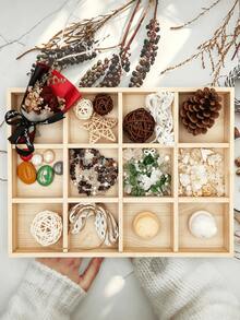 1pc Multi-Compartment Wooden Storage Display Tray, Jewelry Earring Necklace Organizer, Suitable For Vanity Table Earring, Ring, Bracelet Display, Bedroom Decoration, Perfect For Back To School, Holiday Gifts, Christmas, Thanksgiving, New Year Celebration And Valentine's Day Surprise, Christmas Gift - Multicolor - View 8