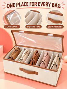 Handbag Storage Organizer Box With Lid And Handle, Space-Saving Closet Storage Container For Apartment, Dorm And Home Use, Underbed Storage - Multicolor - View 3