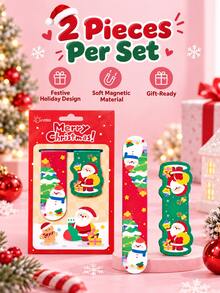1 Set Christmas Magnetic Bookmarks, Cute Double-Sided Design, Featuring Santa Claus, Snowman And Christmas Tree Patterns, Perfect Holiday Gift For Book Lovers - Multiple Styles - View 1