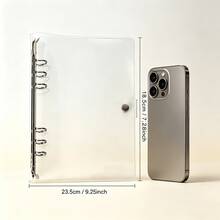 1pc A5 Transparent Loose-Leaf Notebook Cover, Minimalist Unbranded, 6-Ring Metal Binder, PVC Soft Shell, Suitable For School, Office, Home Life, Gifts - Single Piece - View 2