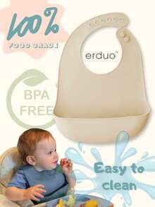 1pc Silicone Baby Bibs Waterproof,100% Soft & Light Silicone,Baby Feeding Essentials,Toddler Gifts,Adjustable To Any Size And All Seasons - Multicolor - View 15