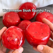 Watermelon Slush Squish Toy, Simulation Fruit Shape Handheld Toy, Soft Texture Novelty Gift, Desktop Decor, Lifelike Watermelon Slush Model Toy - Multicolor - View 3