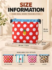 Embroidered Insulated Lunch Bag, Waterproof Storage Bag, Adjustable Roll-Top Design And Foldable Drawstring Closure, Portable, Suitable For Work, School And Picnic, Multi-Functional As Makeup Bag, Laundry Bag Or Shopping Bag - Multicolor - View 12
