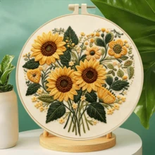 3 أنماط فرنسية ريفية قلب ثلاثي الأبعاد & زهور DIY مجموعة تطريز كاملة المواد، أنماط قلب فيونكة/عباد الشمس/زهرة بنفسجية، مجموعة تطريز يدوي للمبتدئين بدون أساس، ديكور فني للجدار والسطح - متعدد الألوان - مشاهدة 6
