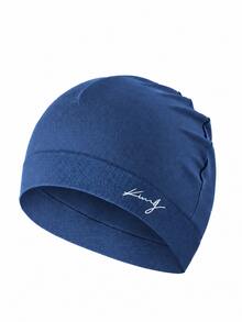 1pc Solid Color Letter Street Nylon Embroidered Skull Beanie, All Season Spring Autumn Knit Hat, Soft High Elastic Outdoor Running Cold Weather Cap - King - View 9