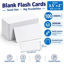 100 Blank Cards 3.5 X 2 Inch (Approx. 8.9 X 5.1 Cm) 350g Cardstock Learning Flash Cards Index Cards, No Lines Round Corners - 100pack - View 8