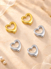 5PCS/10PCS Hollow Open Heart Charms Beads, Stainless Steel Metal Spacer Charms For DIY Bracelets Necklaces Jewelry Making - Hollow - View 1
