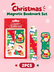 1 Set Christmas Magnetic Bookmarks, Cute Double-Sided Design, Featuring Santa Claus, Snowman And Christmas Tree Patterns, Perfect Holiday Gift For Book Lovers - Multiple Styles - View 7