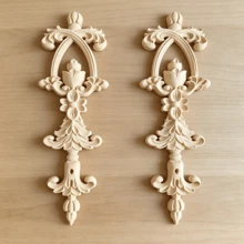 2pcs Solid Wood Carving Stickers, Woodworking Supplies, Home Decorations, Suitable For Cabinets, Doors And Windows, Furniture, Background Walls, Entrances, Offices And Other Decorations, Holiday Decorations, DIY Decorations. - Multicolor - View 1