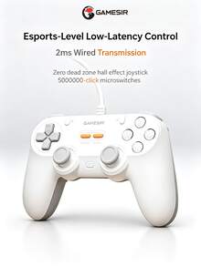 GAMESIR Tay cầm chơi game có dây, đa nền tảng, thiết kế nhẹ 74g với tay cầm thoải mái, rung kép cho cảm giác mượt mà, cáp thu gọn 1.8m, cắm là chơi, tương thích với PC/Switch/PS/điện thoại di động. - Xem 8