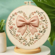 3 أنماط فرنسية ريفية قلب ثلاثي الأبعاد & زهور DIY مجموعة تطريز كاملة المواد، أنماط قلب فيونكة/عباد الشمس/زهرة بنفسجية، مجموعة تطريز يدوي للمبتدئين بدون أساس، ديكور فني للجدار والسطح - متعدد الألوان - مشاهدة 5