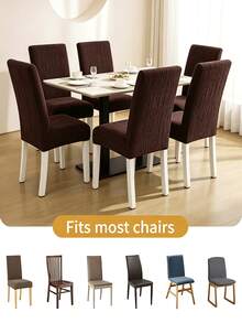 Minimal Vertical Striped Chair Slipcovers, Full Wrap Cream Textured Fabric Chair Covers. Multi-Size, Dustproof & Stain Resistant. Perfect For Dining Room, Balcony, Patio & Holiday Parties, Refresh Your Old Chairs. - Multicolor - View 9