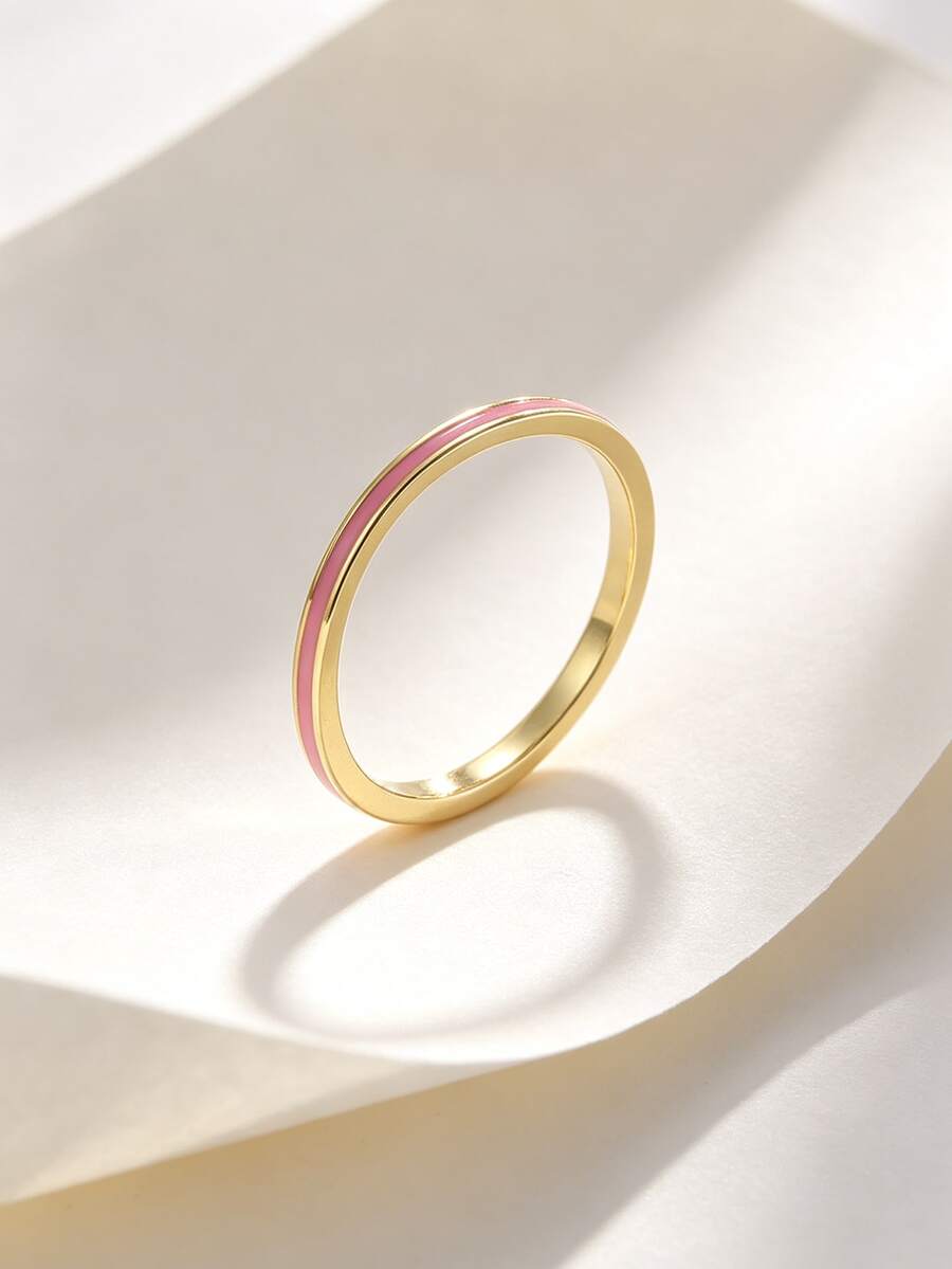Charm-In Unique Pink Resin Ring, Cute Ring, Suitable For Wearing On Dates, Valentine's Day Style, Gift For Girlfriend - Yellow Gold - View 1
