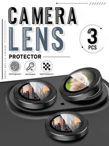 3pcs Black CD Line Strong Adhesive Transparent Photo Metal Tempered Glass Camera Lens Protector Film Phone Accessories Compatible With Iphone 18 Pro/18 Pro Max/17 17 Pro Max 16 Pro Max 16 16 Plus 15 14 13 12 11 Daily Protection - Black - View 7