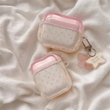 Clear Jelly Pink Polka Dot Compatible With Airpods 5 Protective Case, Wavy Contour Anti-Slip Earphone Cover + Cute Star Pendant Accessory Compatible With Apple Compatible With Airpods 5/4/2/3 Pro2 Earphone Protective Soft Shell, Birthday Holiday Gift - Pink Polka Dot + Pendant - View 6
