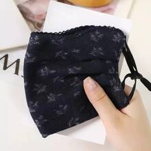1pc Women's Rhinestone Decorated Floral Face Mask, Comfortable Soft Velvet Fabric Mask, Suitable For Daily Wear And Gatherings - Multicolor - View 9
