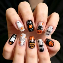 Atmospheric Halloween Nail Stickers! Includes Ghost, Pumpkin, Black Cat, Spider Web And More Fun Patterns, With Embossed 3D Effect, Easy And Secure Application. No Complex Hand Painting Needed, Effortlessly Create Exclusive Holiday Fingertip Looks, DIY Nail Art Made Easy, Instantly Boost Party Atmosphere - Multicolor - View 2