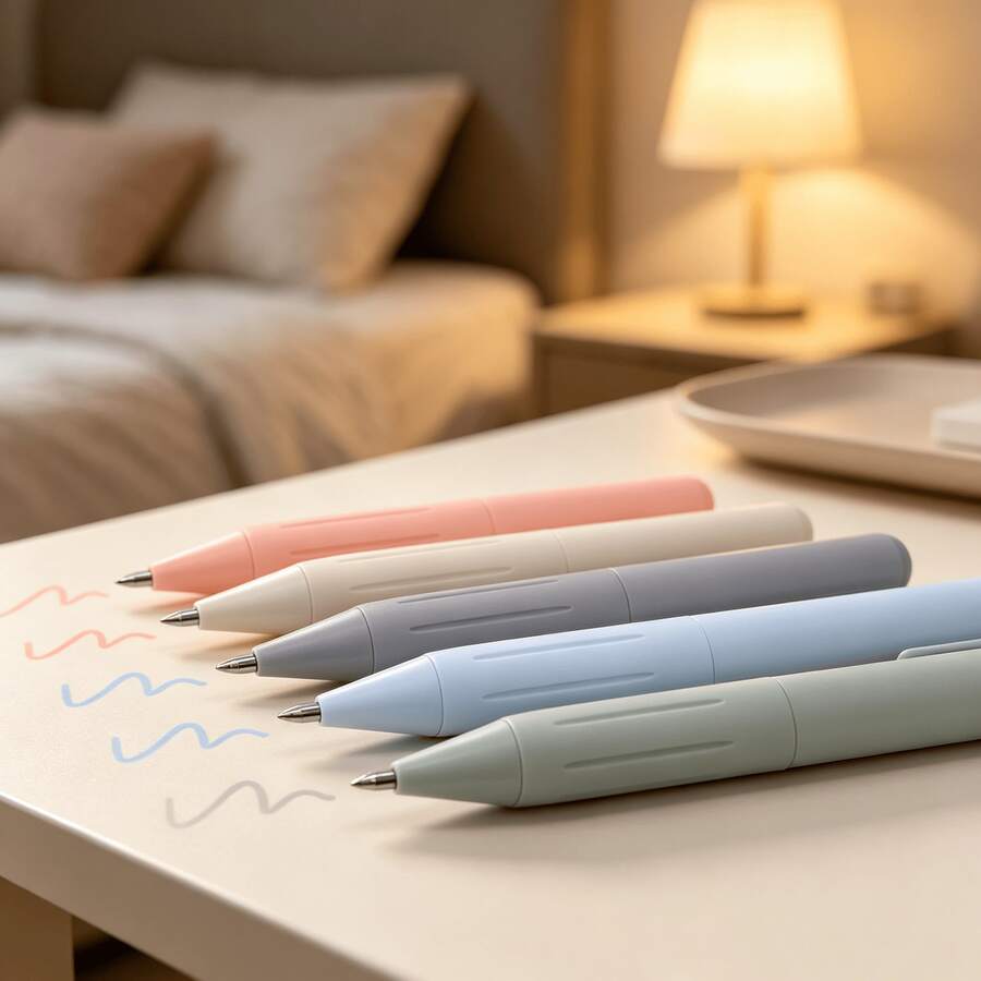 10pcs Multi-Color Retractable Ballpoint Pens, Morandi Colors, Minimalist & Smooth Writing For Office, Study & Journaling - Multi-color - View 1