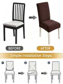 Minimal Vertical Striped Chair Slipcovers, Full Wrap Cream Textured Fabric Chair Covers. Multi-Size, Dustproof & Stain Resistant. Perfect For Dining Room, Balcony, Patio & Holiday Parties, Refresh Your Old Chairs. - Multicolor - View 7