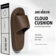 JANE HARLOW 女款雲朵拖鞋 EVA 枕頭涼拖，軟底情侶拖鞋，輕量露趾室內鞋，適合室內、浴室淋浴，全天舒適，適用臥室、客廳、陽台日常穿著 - 棕色-家居 - 查看 17