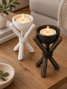 1Pc Artistic Tripod Bowl Candle Holders, Desktop Centerpiece For Wedding & Holiday Decor - Tripod Stand - View 4