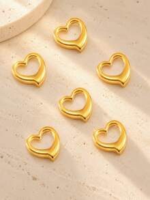 5PCS/10PCS Hollow Open Heart Charms Beads, Stainless Steel Metal Spacer Charms For DIY Bracelets Necklaces Jewelry Making - Hollow - View 4