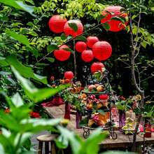 Red Paper Lantern Set, Foldable Hanging Lights, Multi-Purpose Decorations, Suitable For Spring Festival, Birthday, Wedding Anniversary, Harvest Festival, Halloween, Christmas, Party Decoration, Create Romantic Atmosphere, Christmas Home Decor, Autumn Home Decor - Multiple Styles - View 2