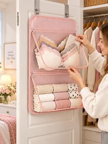 Multi-Layer Hanging Underwear Storage Bag, Wall-Mounted Closet Organizer, Foldable Large Capacity Storage Bag, Home Essential, Breathable Hanging Design, Suitable For Storing Underwear, Socks, Toys, Toiletries And Miscellaneous Items, Applicable For Closet, Bathroom - Multicolor - View 3