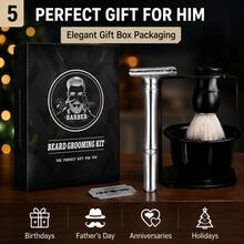 Men's Adjustable Double Edge Safety Razor, Classic Manual Shaving Razor, Smooth Close Shave, Easy To Clean, Durable Design, Black & Silver - Multi-color - View 6