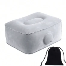 1/2pcs Inflatable Travel Footrest Pillow, Adjustable Height, Airplane Footrest, Under Seat Leg Rest, Suitable For Office, Car, Train, Home - Grey + Storage Bag - View 9