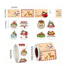 2 Rolls 1000 Pcs Christmas Gift Tags Stickers, Merry Christmas To‑From Self Adhesive Present Labels, 12 Festive Designs Xmas Name Stickers For Gift Wrapping, Stocking Stuffers, Holiday Treat Jars, Gift Bags - 1 Roll Each for 2 Styles - View 6