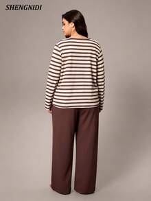 Women's Plus Size Pajama Set Long Sleeve Long Pants Loungewear, Autumn/Winter - Multicolor - View 2