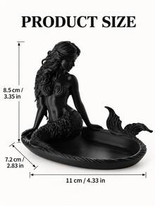 Mermaid Jewelry Tray, Exquisitely Carved Marine Creature Design With Clearly Visible Curly Hair And Fish Scale Texture. The Tray Groove Can Hold Delicate Silver Rings And Pearl Earrings, Suitable For Home Decor - Multicolor - View 6