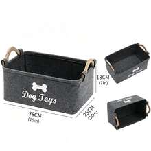 Felt Pet Toy Box, Dog Toy Box, Storage Basket Box Organizer - Perfect For Organizing Pets - Black - View 6