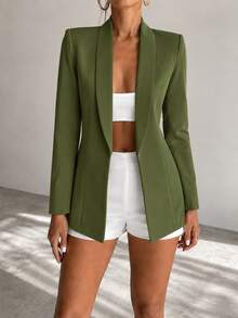 Women Lightweight Blazers - Army Green - View 4
