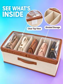 Handbag Storage Organizer Box With Lid And Handle, Space-Saving Closet Storage Container For Apartment, Dorm And Home Use, Underbed Storage - Multicolor - View 6