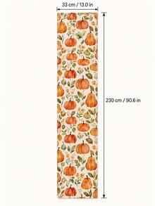 Autumn Pumpkin Floral Table Runner, Fall Harvest Thanksgiving Table Decor, Orange Pumpkin & Wildflower Printed Dining Table Runner For Kitchen, Home, Farmhouse, Holiday Party Decoration - Multiple Styles - View 7