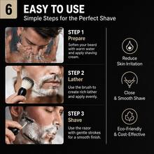 Men's Adjustable Double Edge Safety Razor, Classic Manual Shaving Razor, Smooth Close Shave, Easy To Clean, Durable Design, Black & Silver - Multi-color - View 7
