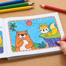 32-Page Children's Coloring Book, Fun Painting Activity Manual, Children's Reading And Writing Educational Toy, Cute Cartoon Animal Themed Coloring Pages, Preschool Children's Creative Drawing Book - Blue - View 6