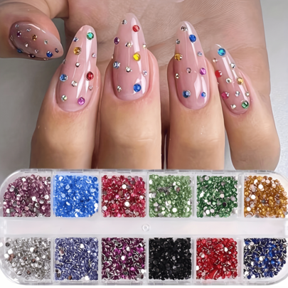 24 Colors Nail Art Decoration & Supplies (Resin Flat Back Rhinestone Set, 3mm, Multicolor, Multi-Purpose) – Shiny Rhinestone Nail Gems And Multi-Function DIY Accessories, Suitable For Nail Art Decoration And Jewelry