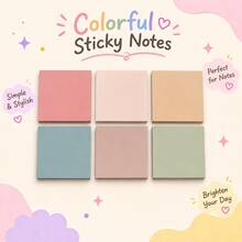 Colorful Square Sticky Notes 7.5*7.5cm Multi-Color Self-Adhesive Memo Pads For Study, Office, Planning, Recording And Reminders - one-size - View 1