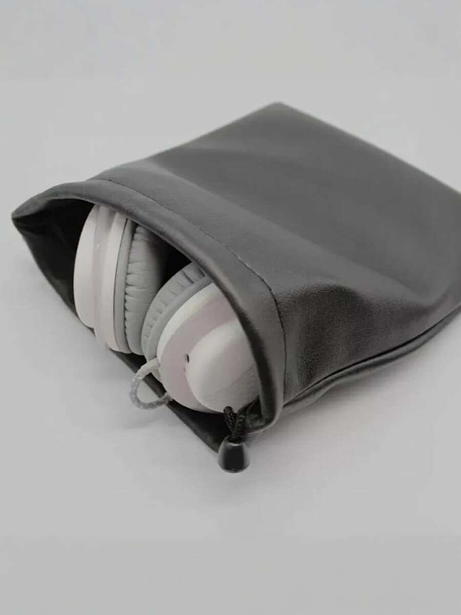 Tas Penyimpanan dan Tas Hadiah Earphone Kulit PU Lembut dengan Tali Serut, Tas Headphone Portabel Serbaguna, Kantong Headset Gaming, Tas Aksesori Kerajinan Perhiasan - Hitam - View 1