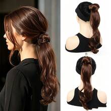 Women's Ponytail Hair Extension With Integrated Claw Clip, Korean Style Low Ponytail, Natural Voluminous Layered Curly Hair Piece - Black - View 14