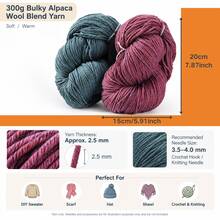 LIRISNLY Benang Campuran Wol Alpaka Tebal 300g, Benang Rajut Tangan untuk Membuat Sweater, Syal, Topi, dan Selendang DIY, Benang Tenun Kerajinan Aneka Warna - beraneka warna - View 4