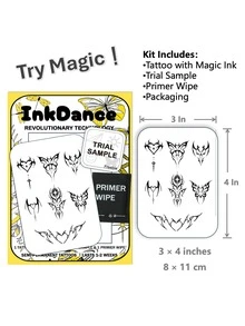 1 Set Revolutionary Technology Tattoo, Semi-Permanent Tattoo, Temporary Tattoo, Long-Lasting, Men's Tattoo, Realistic Tattoo, Waterproof, Real Tattoo Effect, InkDance Ink Dance, Plant-Based X170 - Black - View 3